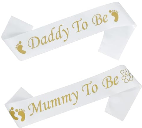 2 Piezas Sash Kit Decoración, Papi y Mami para ,Banda para Baby Shower para Baby Shower (Blanco)