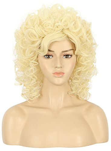 VGbeaty Boogie Babe Perücke Frauen Lange Lockige Blonde Perücke 60er Jahre 80er Jahre Land Western Diva Fancy Kleid Halloween Cosplay Kostüm Perücke | 60er Jahre 80er Jahre Land Western Fancy Kleid Halloween Cosplay Kostüm Perücke