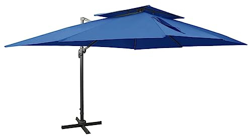 vidaXL Ampelschirm mit Lüftung Azurblau 400x300 cm