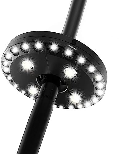 LED Parasol Umbrella Lights,maxant Outdoor Patio Umbrella Light with 28 Clear Bulb Battery Operated Cantilever Parasol Lights 3 Level Dimming,for Backyard,Camping Tents (Black)