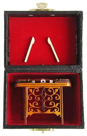 Ornamente für Musikinstrumente Mini-Musikinstrument-Modell, Miniatur-Hackbrett-Ornament Mit Hämmern Und Schwarzem Lederetui (Color : 10cm)