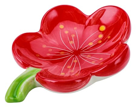 HuaLiSiJi Piattino Portasapone Ceramica Portasapone Bagno, Scatola di Sapone per Una Lunga Durata, Adatto per Tutte Le Misure Comuni di Sapone Solido (Rosso)