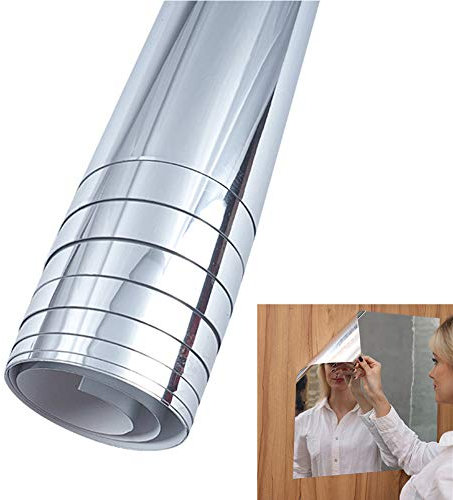 Generic - Hoja de espejo autoadhesivo, flexible, irrompible, sin cristal, para baño, dormitorio, hogar, sala de juegos, gimnasio, decoración de pared, 50 x 100 cm