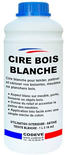 Cire Bois Blanche - Codeve Bois - 1L - Intérieur - Pour L'entretien D'une Boiserie, Lambris, Plinthe, Poutre Ou Meuble En Bois.