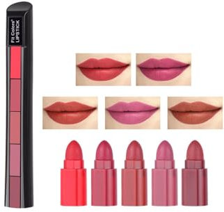 Set di 5 colori di mini rossetto, rossetto opaco di velluto, rossetto antiaderente, rossetto impermeabile di lunga durata (01#)