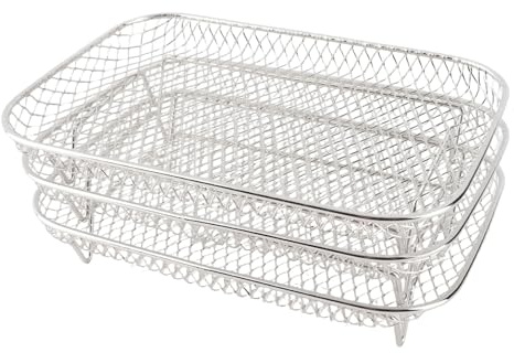 Air Fryer Basket for Oven, 3PCS Stainless Steel Grill Basket for 8in Non Stick Mesh Basket Set, Air Fryer Tray Wire Rack Roasting Basket for French Fry Frozen Baking Food