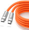 Thzzhnno Liquid Silicone USB 3.2 Gen2 20Gbps Kabel 3M, Weiche Chubby USB C auf USB C 4K@60Hz Video PD 100W Typ C für Thunderbolt 3, iPad/iphone15/pro, MacBook, Galaxy (Orange)
