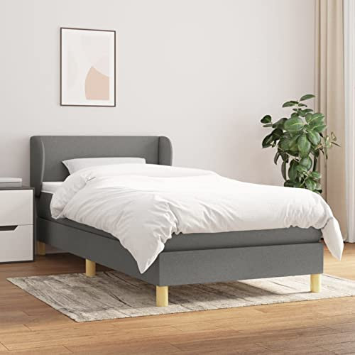 Gecheer Boxspringbett mit Matratze Dunkelgrau 100x200 cm Stoff Type1