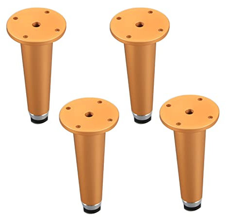 DUDUQZC 4 pièces Pieds de Meubles Alliage d'aluminium Réglables Vis Inclus Cabinet Jambe Table Pieds Pied d'armoire Hauteur Pour Canapé, Table, Armoires, éTagèRes (260mm/10.2in,Gold)