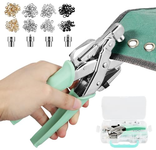 Jeu de pinces à œillets 160 pcs œillets métalliques 3 mm et 5 mm outil à œillets avec perforateur outil d'installation d'œillets de bâche pour tissus chaussures sacs en cuir vêtements VIHBRAI