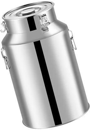 Adima Milchkanne aus 201 Edelstahl Versiegelte, Transportkanne auslaufsicherer Deckel mit Spannverschluss und Gummidichtung, Große Vintage Bauernhof Milchkännchen,5L