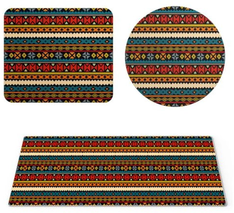 EHOMERY 3XL Mauspad Mousepad Orientteppich Böhmen Mauspad Japan Style Mousepad Funny Für Die Schreibtischdekoration - 3 Pack [30x80 cm, 20x24 cm and Dia 20 cm]