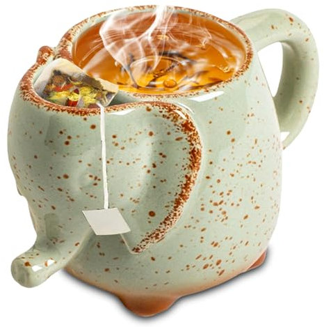 ZONSUSE Elephant Tea Mug,Elephant Mug with Tea Bag Holder,Elephant Coffee Cup,Novelty 3D Animal Tea Mug,Funny Office Tea Cup,for Coffee Tea Bag,Gifts for Men Women Tea Lovers 430ml (Elephant)