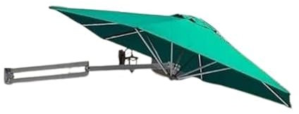 Aluminium Patio Umbrella with Tilting Sunshade Portable Garden Parasol for Outdoor Balcony Wall Mounted Awnings (Green)