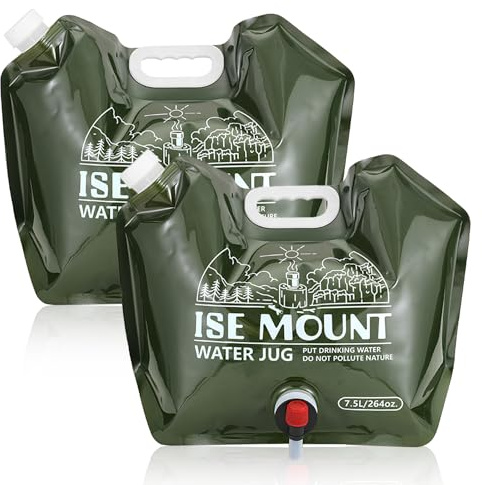 PTJJXA 2 Pièces Bidon à Eau Pliable pour Camping, 7.5L Sac à Eau de Camping, Transporteur d'eau Pliable avec Robinet, Bidon Pliables Portables avec Couvercle Étanche pour l'Extérieur