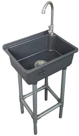 Fregadero independiente de un solo cuenco, fregadero de cocina montado en la pared de 16.9 x 12.8 pulgadas con agujero para grifo de 1.25 pulgadas, fregaderos de plástico para el hogar, restaurante,