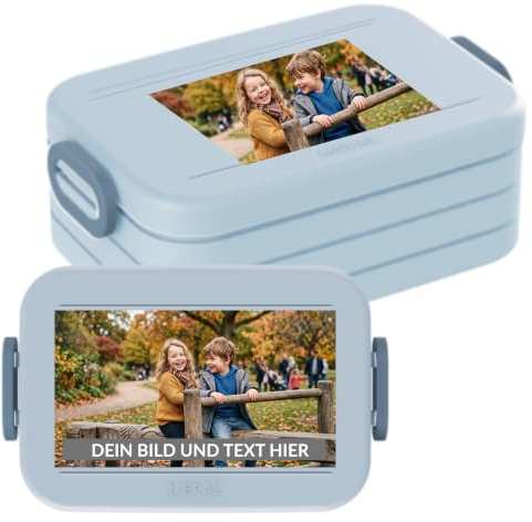 Mepal Brotdose mit Namen To Go - Personalisierte Lunchbox - Geeignet für bis zu 4 Butterbrote - Brotbox Erwachsene - BPA-frei & Spülmaschinenfest - 900 ml - Midi - Nordic blue