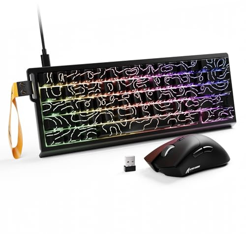 ATTACK SHARK X68 HE & R1 Combo Gaming Teclado y Ratón, Teclado 8000Hz con Cable Rapid Trigger, Precisión 0,01 mm, Snap Tap, 59g Ratón Inalámbrico Superlight, 18000DPI, BT/2.4G/USB-C, Contornos Negros