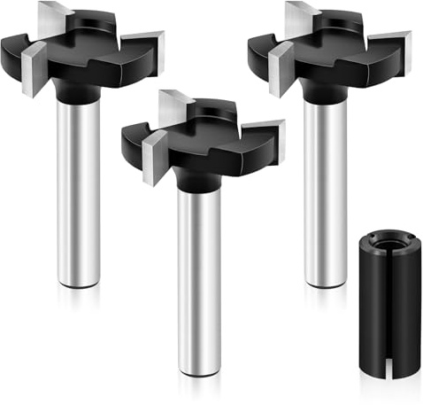 CNC Spoilboard Surfacing Router Bits 3pcs, 1/4 inch (6.35mm) Shank 1 inch (25mm) Cutting Diameter, EXFEIN Slab Flattening Router Bit Planing Bit Wood Milling Cutter Planer Woodworking Tool