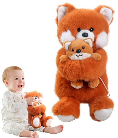 Fox plyschleksak, fylld räv plyschleksak – dockfamilj mamma & baby snug djur, simulering huggable söt bedårande mjuk plysch för heminredning, festpreferenser, jul,
