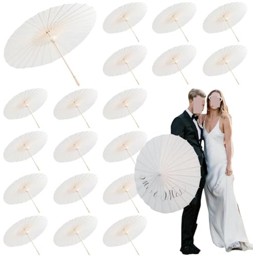 Parasols en papier 60/80 cm, parapluies en bambou, parapluies en papier for mariage, cadeaux de fête for centres de table de douche nuptiale, accessoires photo(60cm 23.6inches,16pcs)