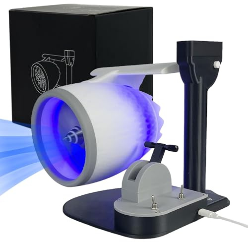 Turbine Ventilator, Kreativer Turbo Desktop Ventilator mit Luftbefeuchter und Rücklichtern, 2-in-1 Turbojet Engine Ventilatoren mit Einstellbarer Geschwindigkeit und Geringem Geräuschpegel (Blau)