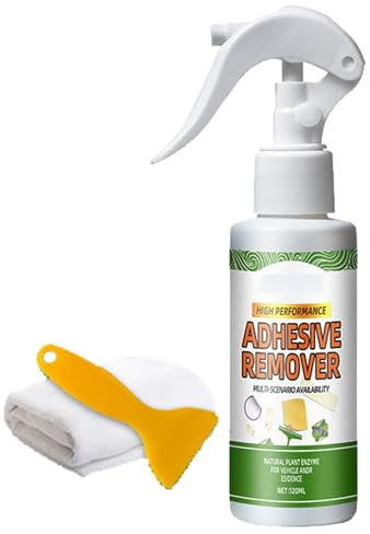 KOAHDE Sticker Remover Spray with Plastic Scraper Tool,120ML,1PC,Effective Multi-Surface Cleaner for Labels,Safe for Car,Glass,Plastic and Wood