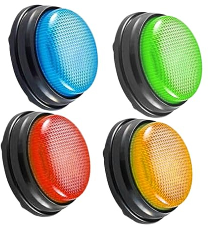 iplusmile Pulsador De Concurso y Timbre De Respuesta para Niños, 4 Botones De Plástico Duradero, Sonido Distintivo y Colorido, Juego Interactivo para Aulas y Entretenimiento Familiar, Set De 4 Piezas