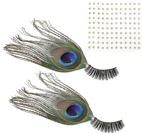 ARTSEWPLY Faux Cils de Scène Effet Naturel en Plumage de Paon Cils Artificiels Longs et Fins 1 Paire pour Maquillage Soirée Maquillage Spectacle Volume et Courbure Accentués