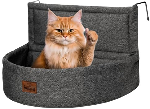 Lit pour chat pour chauffage - Lit de radiateur pour chat - Lit chauffant pour chat en peluche douce - Hamac pour chat à suspendre - Convient à tous les radiateurs - Stable et confortable - Noir
