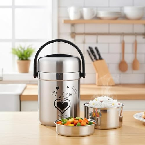 BED TIME UK 1.8L Stainless Steel Hot Food & Soup Thermos Flask Lunch Box | Vacuum Insulated Food Jar – Keeps Meals Hot or Cold for Hours