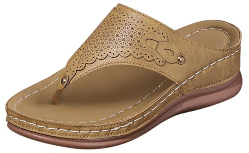 ZTFYKLIN Chancletas Mujer Sandalias De Verano para 2025, Cómodas, Ortopédicas, Cuña, Primavera, Informales, Caminar. (Brown, 37) Sandalia Plana Chanclas Hawaianas Cerrada Minimalistas Pala Women