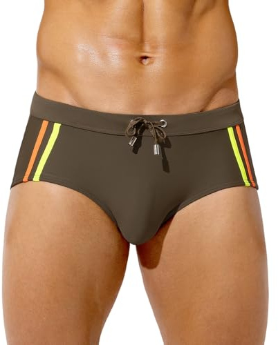 Casey Kevin Costume Slip Uomo Mare e Piscina Coulisse Regolabile | Uomo Costumi da Bagno Elastico a Vita Bassa Color-Block Swimming Brief