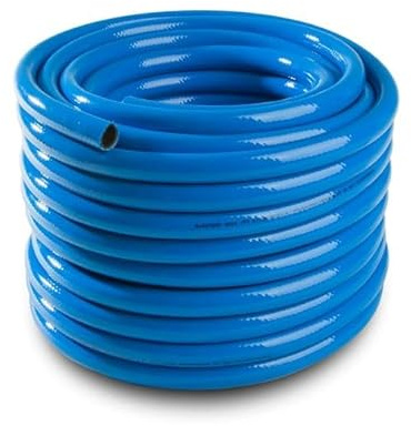 BirnePower Druckluftschlauch 25m – Ø 10mm Innen – PVC Gewebeschlauch Blau – Flexibler Werkstattschlauch für Kompressor – 20 bar Betriebsdruck – Öl- & Chemikalienbeständig
