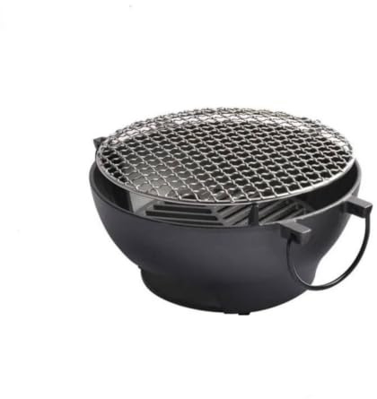 KiBcsLic Grill Cooker with Grate Outdoor Briquette Grill Tabletop Briquette Cooker for Camping, Picnics, 24cm