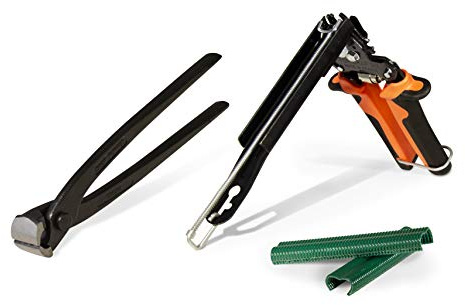 EDMA - Pack Clôture - Agrafeuse à Grillage Top Grafer - 1000 Agrafes Omega 20 Vertes - Tenaille Russe de 220 mm - 041855 - Outillage à Main de Qualité pour Professionnel et Particulier