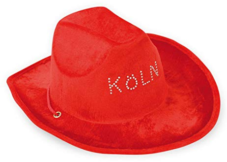 Cowboyhut Köln, Gr. 58 cm, Karneval, Mottoparty, Köln, Dekoration (rot)