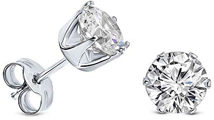 MIORE Schmuck Damen, Gelbgold/Weißgold 9 Karat 375, Goldene Ohrringe Damen 6mm, Ohrstecker Gold mit Rubin/Saphir/Zirkonia/Smaragd in Krappenfassung, Hypoallergene Ohrringe in hochwertiger Schmuckbox