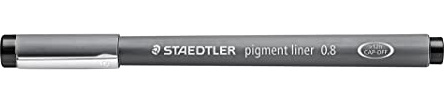 STAEDTLER Pigment Liner 308 Fineliner – Schwarz, 10 Stück, 0,8 mm | Dokumentenecht, wasserfest, lichtbeständig – lange Metallspitze – Art.-Nr. 308 08-9