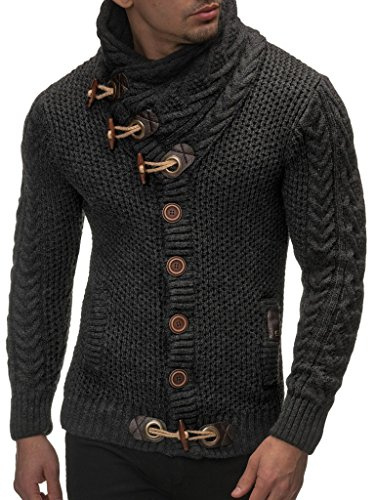 Leif Nelson Herren Strickjacke mit Knöpfen in Regular Fit, Männer Cardigan in Langarm Design, ideal für Casual und Business-Looks