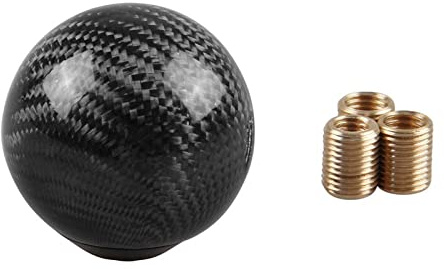 RYANSTAR Carbon Fiber Shift Knob Gear Shifter Knobs with 3 Adapters Round Ball Stick Shifter Level Black