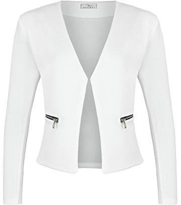 DANAEST Damen Blazer mit Taschen (382), Farbe:Weiß, Kostüme & Blazer für Damen:42 / XL