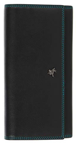 VISCONTI ® Leder Portemonnaie Damen RFID Schutz Geldbeutel Damen Geldbörse Bifold Mehrfarbig Portmonee in Geschenk-Box ''Rio'' (Black Multi)
