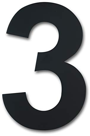 Large Brushed Modern House Number -8 Inch 203mm Height Black, Made of Solid 304 Stainless Steel, Floating Appearance and Easy to Install (Number 3 Three)