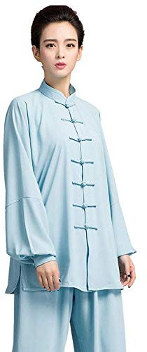 SCDXJ Tai Chi Kleidung Uniform Kung Fu Unisex Chinesisch Traditionell Yoga Anzug Langarm,Blue-S