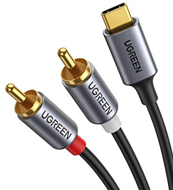 UGREEN USB C auf Cinch Audio Kabel Type C auf 2RCA Stereo Adapterkabel kompatibel mit iphone 16 Serie, Huawei P60/50/40, Galaxy S24 Ultra/S24+/S24, iPad Pro/Air, MacBook Pro, Mac mini M4(1,5m)