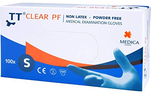 Medica TT Clear PF puderfrei Vinyl-Handschuhe, Einweghandschuhe Vinyl, latexfrei (S) 02004