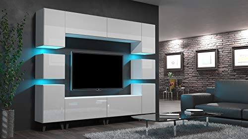 Furnitech Floks N35 AN35-HG18-W2 - Mobile moderno per soggiorno, con LED RGB, 16 colori, 1A con piedini)