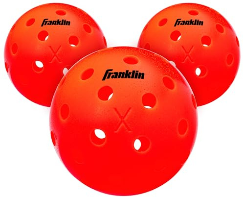 Franklin Sports Balles de Pickleball d'Extérieur - Balles de Pickleball x-40 - Homologuées par l'USA Pickleball (USAPA) - Lot de 3 Balles de Pickleball d'Extérieur - Braise - Balle de L’Us Open