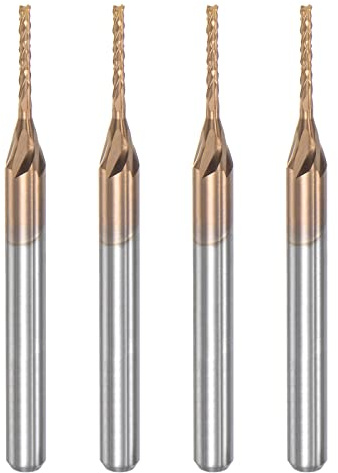 sourcing map 4 Stück VHM Schaftfräser 1 mm, Klingenlänge 7 mm, Titanbeschichtet-Beschichtung CNC Fräser für Edelstahl, Verbundwerkstoffe und Legierungen